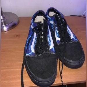 Vans Shoes Size 11.5 Blue/Black Lightning design
